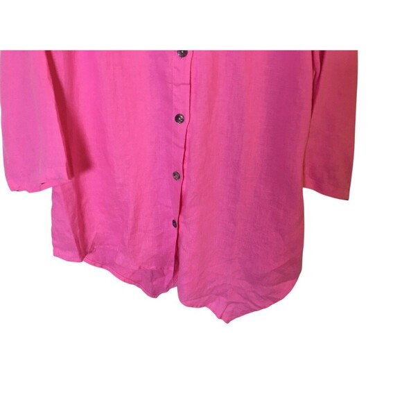 Click CMC Top Women's Size Small Pink 3/4 Sleeve Button Up Color Me Cotton - Picture 4 of 7